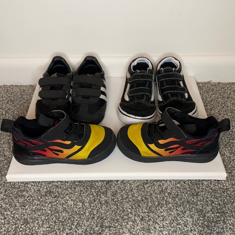 Bundle Adidas Vans Toddler Sz 8 & 9 flames stripes